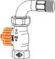 Thermostat-Ventilunterteil mit Bogenverschraubung, geeignet für Heizungsinstallationen. Hersteller: IMI Hydronic Engineering.